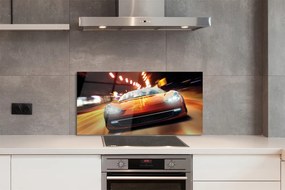 Panel szklany do Kuchni Sportowe Auto w Nocnym Mieście