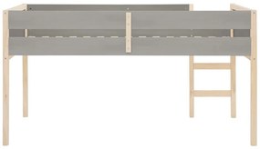 Szaro-naturalne podwyższone łóżko dziecięce z litego drewna sosnowego 90x200 cm Square – Støraa