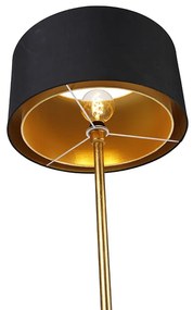Nowoczesna lampa podłogowa złota z kloszem czarny ze złotym - Simplo Nowoczesny Oswietlenie wewnetrzne