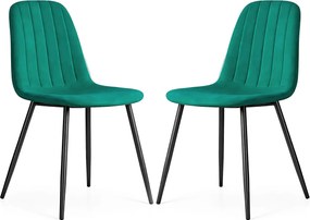 Zestaw 2 zielonych krzeseł tapicerowanych welurem K8-D29