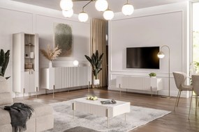Komoda Malmi 200 cm - kaszmir / crema bianca / złote nóżki