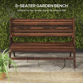 Outsunny Ławka ogrodowa dwuosobowa z oparciem Drewniana Wypalana 122x63x83 cm do 250 kg | Aosom PL