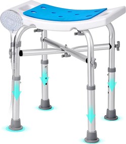 Krzesło na Prysznic SucceBuy, Stojak na Łazienkę Antyprzewodzący, Pojemność 227 kg, Regulowalne Krzesło na Prysznic, dla Osób Starszych i Niepełnosprawnych