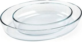 Zestaw 2 owalnych misek szklanych do pieczenia i mikrofalówki