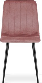 Różowe krzesło do kuchni LAVA aksamitne z czarnymi nogami