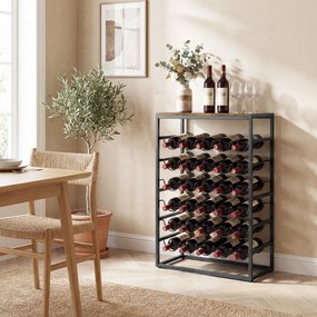 HOMCOM Stojak na wino na 30 butelek wolnostojący stojak z metalu do piwnicy, magazynu, 59 x 30 x 88,5 cm Rustykalny brąz | Aosom PL