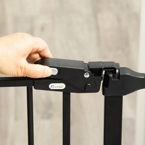 PawHut PapWHut brama bezpieczna dla psa z drzwiami składanymi, czarna, 202,5 cm