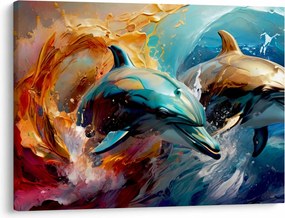 Obraz - Malowanie delfinów (70x50 cm)