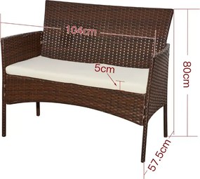 Zestaw mebli ogrodowych Kastelio 4-os. technorattan brąz 2 fotele sofa stolik