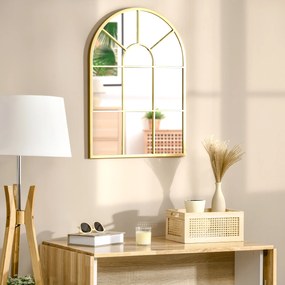 HOMCOM Lustro Okienne z Metalową Ramą, 70 x 50 cm, Złoty
