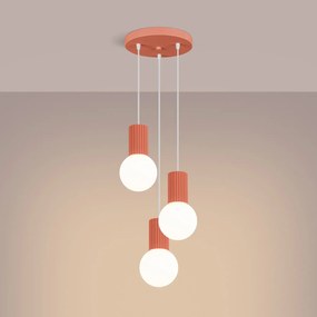Lampa wisząca HALO 3P brzoskwiniowa ryflowana SOLLUX  LIGHTING