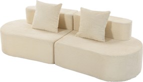 HOMCOM Sofa 3-osobowa, modułowa sofa Cloud bez stałego stelaża, szerokie i głębokie siedzisko, wkład ze sprężyn, sztruksowe obicie, beżowy | Aosom PL