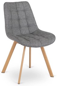 Zestaw Stół Okrągły Rozkładany HARRY 102-142 cm Dąb Artisan i 4 Krzesła KATHY Szare Skandynawskie