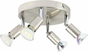 NETTLIFE 4 reflektory sufitowe LED regulowane 350° GU10 w kolorze niklu, nowoczesna lampa do salonu sypialnia kuchnia jadalnia przedpokój max 4x25W