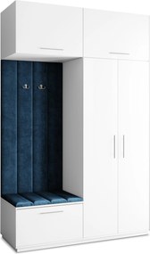 Masseno Garderoba REMA 150/240/60 cm Nowoczesna Szafa do Przedpokoju Biała, MONOLITH 77 (Niebieski)