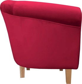 Fotel Milo tkanina Welur wygodny fotel tapicerowany do salonu i sypialni : Kolor nogi - Drewno, Kolor tkaniny - VELVET - MG31, Wysokość nogi - 15 cm