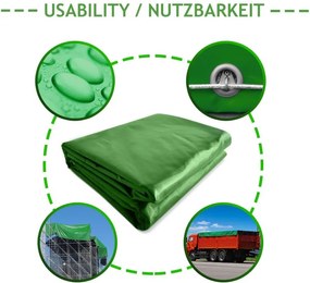 Plandeka JAGO 650 g/m², aluminiowe oczka, zielona, 3x6 m