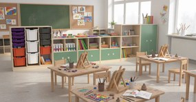 Zestaw mebli szkolnych do klas 1-3 Blox Colours 8, fronty pastelowe zielone