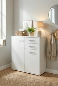 Biała komoda nowoczesna z 2 szufladami G6-H90