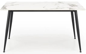 Stół EMILIO 140x80 biały marmur/czarny HALMAR