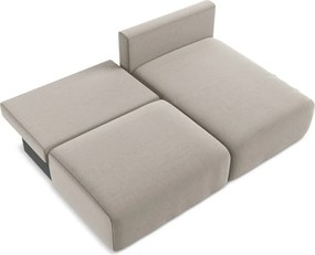 Szarobrązowy aksamitny rozkładany/ze schowkiem narożnik (prawostronny/z szezlongiem) Kalena – Makamii