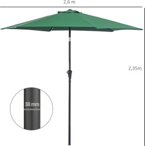 Outsunny® Parasol Ogrodowy Przeciwsłoneczny Aluminium Zielony