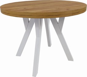 Stół okrągły rozkładany Ø 110/210 dąb craft + białe nogi