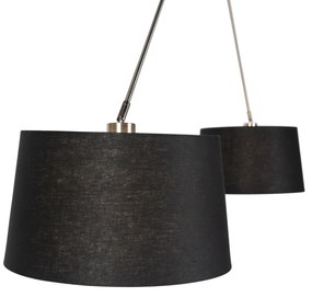 Lampa wisząca regulowana stal klosz lniany czarny 35cm - Blitz II Nowoczesny Oswietlenie wewnetrzne