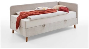 Beżowe tapicerowane łóżko jednoosobowe ze schowkiem 90x200 cm Cabana – Meise Möbel