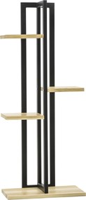 Outsunny 4-Poziomowy Stojak na Rośliny, Regulowany, 110 cm Wysokości Dla Wewnątrz i Na Zewnątrz, Drewno Czarny+Natur Drewno