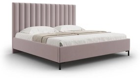 Jasnoróżowe tapicerowane łóżko dwuosobowe ze schowkiem i stelażem 180x200 cm Casey – Mazzini Beds