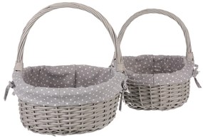 Zestaw koszyków wiklinowych z tkaniną Szara kropka, 2 szt., 2 rozmiary, 31 x 28 x 26 cm