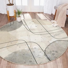 Beżowy okrągły dywan odpowiedni do prania ø 100 cm Simple Lines – Mila Home