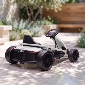 HOMCOM 24 V elektryczny gokart dla dzieci do 13 km/h z funkcją driftu, drift-kart z 2 silnikami dla 8-12 lat, biały | Aosom PL