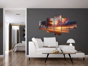 Obraz – Zachód słońca na polu (125x70 cm)