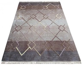 Brązowy bawełniany dywan z frędzlami A8-A36