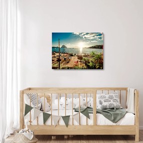 Obraz na szkle - Plaża z ludźmi (70x50 cm)