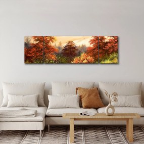 Obraz rzeki w jesiennym krajobrazie, obraz olejny (170x50 cm)
