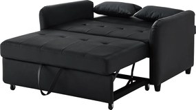 Kanapa wielofunkcyjna 122x83x82cm - z funkcją spania - rozkładana kanapa dwuosobowa - regulowane oparcie na 3 poziomach - materiał PU wodoodporny - czarny