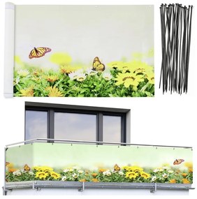 Żółto-zielona plastikowa osłona balkonowa 500x85 cm Butterfly – Maximex