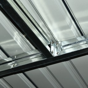 Outsunny Altana ogrodowa stalowa szopa na narzędzia z oknem i drzwiami przesuwnymi 277x130x173 cm szara | Aosom PL