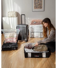 Czarny pojemnik na ubrania pod łóżko Compactor XXL Black Edition 3D, 145 l