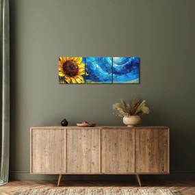 Obraz - Malowanie słoneczników (z zegarem) (90x30 cm)