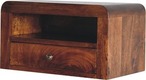 Artisan Furniture Solidna szafka nocna montowana na ścianie z 1 szufladą z litego drewna kasztanowego