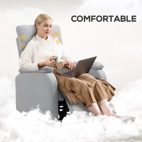 HOMCOM Fotel Relax z Regulowanym Oparciem i Podnóżkiem, Tapicerowany Fotel do Salonu, Szary