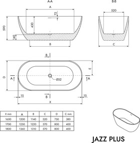 Wolnostojąca wanna JAZZ PLUS 2.0