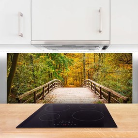 Szkło do Kuchni na Ścianę Drewniany Mostek Nad Potokiem