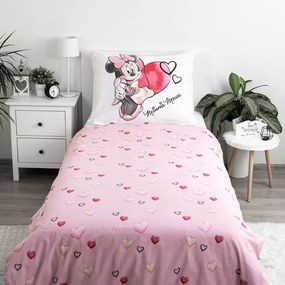 Biała/różowa bawełniana pościel dziecięca jednoosobowa 140x200 cm Minnie "White" – Jerry Fabrics