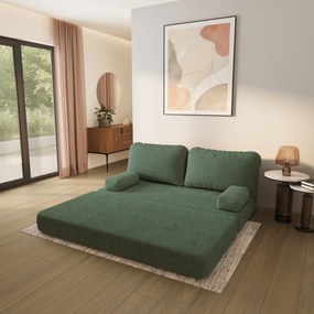 Masseno Sofa piankowa NIKSI z funkcją spania, Kanapa z pianki do salonu, Bezmontażowa, Tkanina bucle – Zielony QUELLE 37