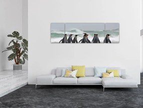 Obraz pingwinów nad oceanem (170x50 cm)